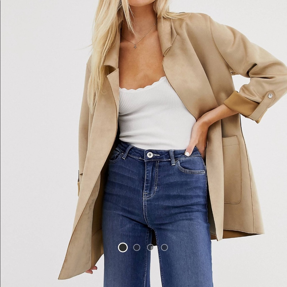 Beige Faux suede throw on jacket